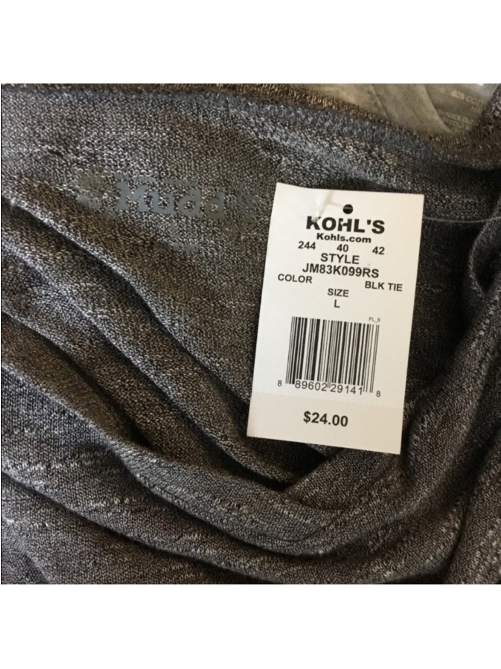 Mudd Boxy V-Neck Hacci Tee Gray Marled High Low Slit Hem Top Size Large - Picture 6 of 14